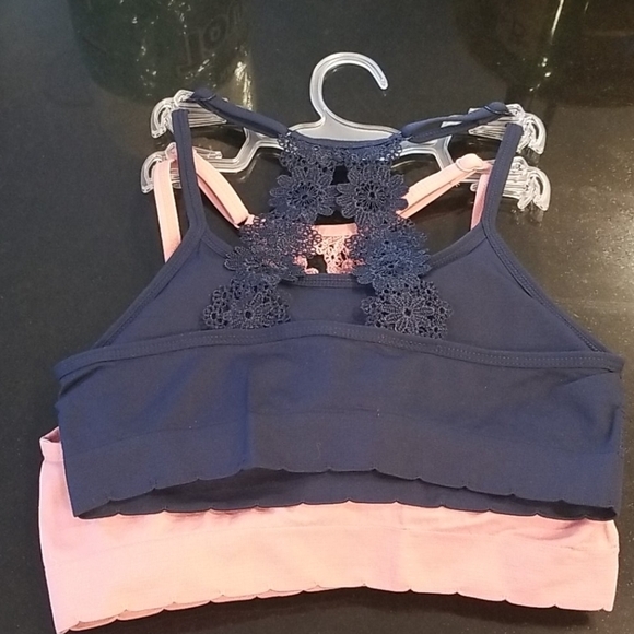 💕LAURA ASHLEY💕 Lace Back Bralettes (2 Pack) Pink & Navy Blue Small S NWT - Picture 6 of 12